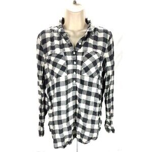 Comfort Outfitters Flannel Shirt Buffalo Plaid Long Sleeve Button Up - Women's M
